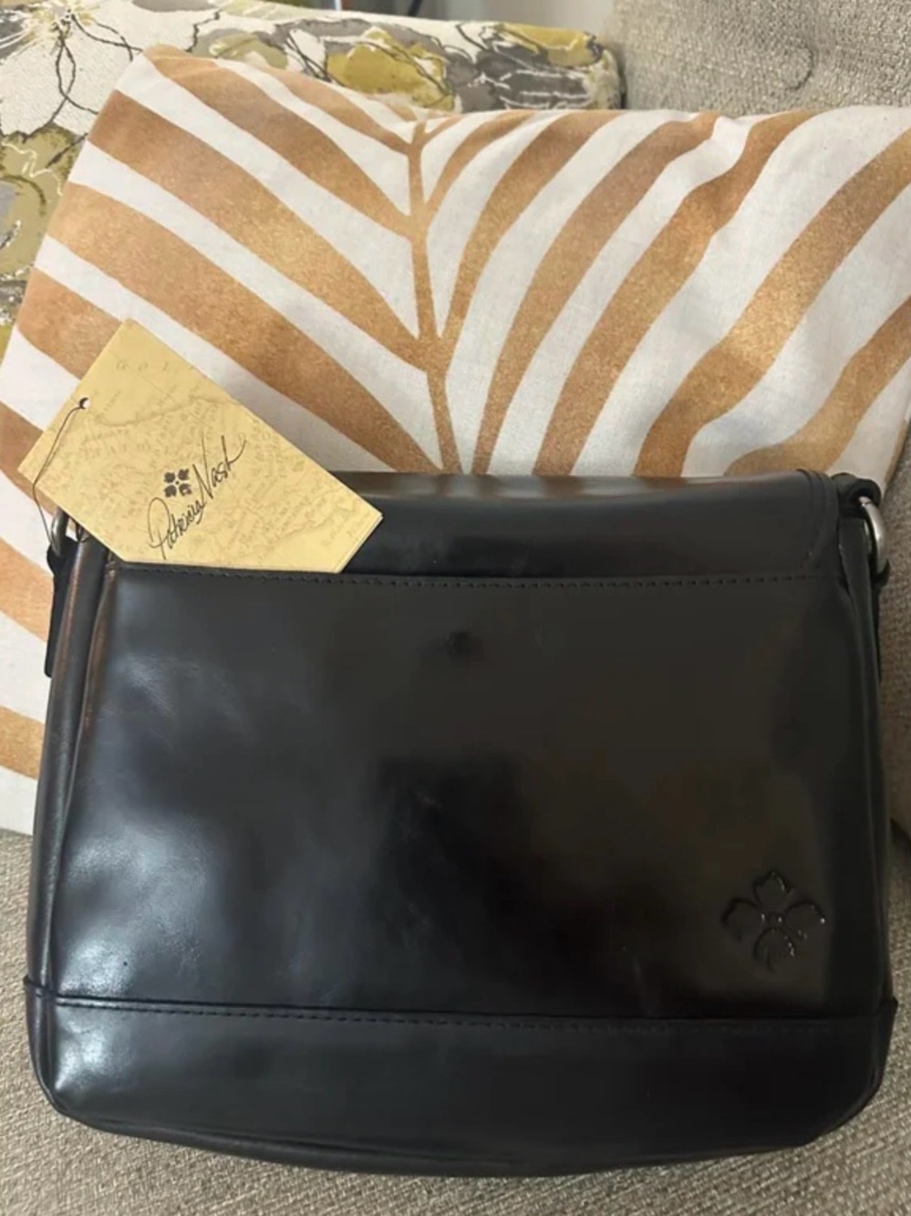 Patricia Nash Jackson Black Leather Turn Lock Crossbody Vintage Satchel Bag NWT - Picture 11 of 15